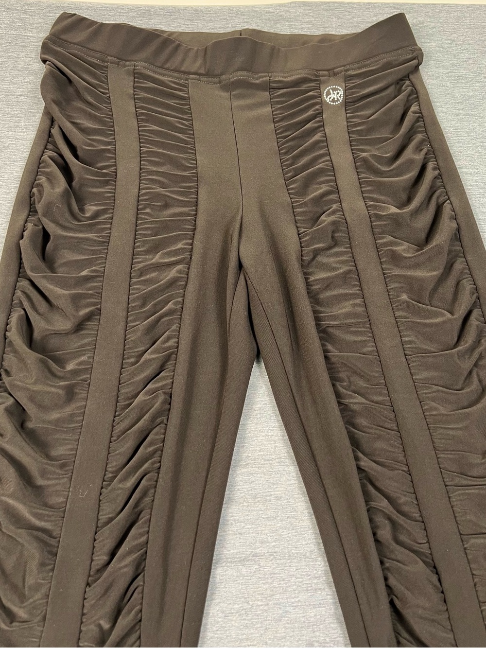 Joseph Ribkoff Brown Ruched Panel Leggings